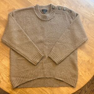J. Crew Tan Crewneck Sweater with Button Detail